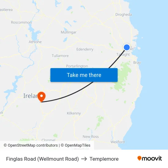 Finglas Road (Wellmount Road) to Templemore map