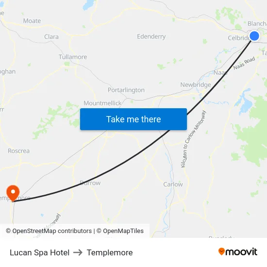 Lucan Spa Hotel to Templemore map