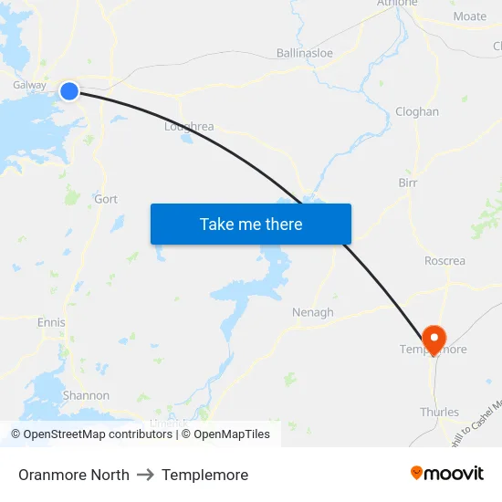 Oranmore North to Templemore map