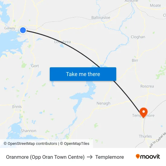 Oranmore (Opp Oran Town Centre) to Templemore map