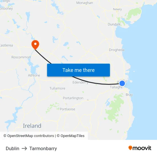 Dublin to Tarmonbarry map