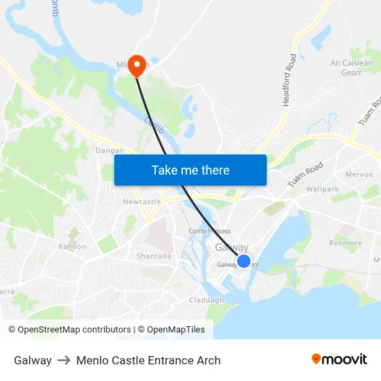 Galway to Menlo Castle Entrance Arch map