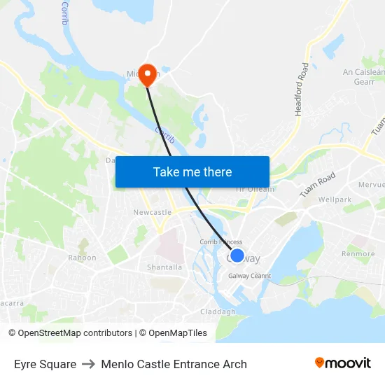 Eyre Square to Menlo Castle Entrance Arch map