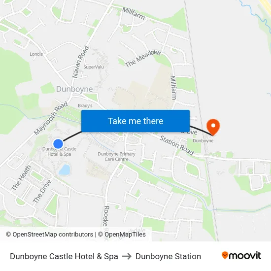 Dunboyne Castle Hotel & Spa to Dunboyne Station map