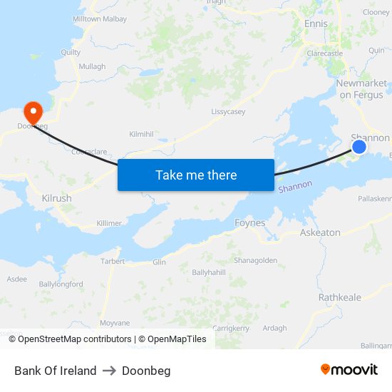 Bank Of Ireland to Doonbeg map