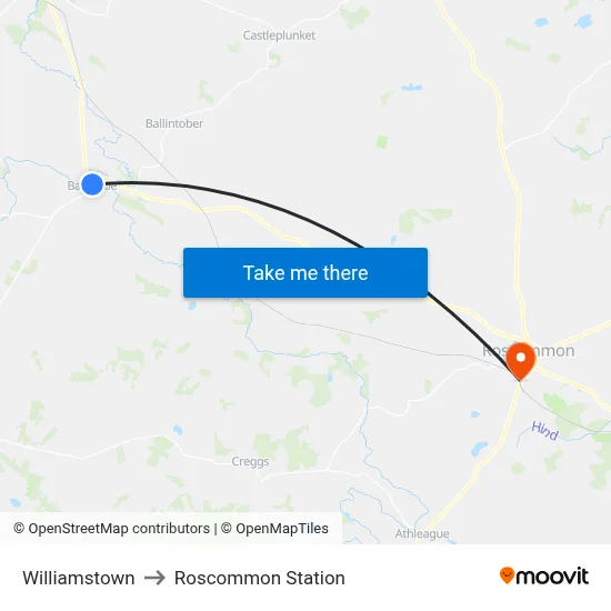 Williamstown to Roscommon Station map
