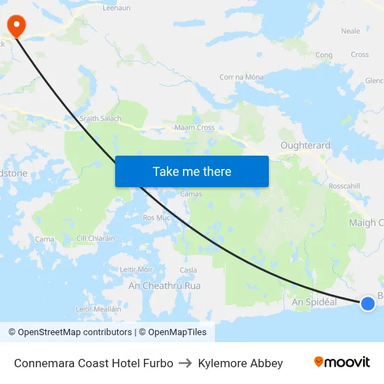Connemara Coast Hotel Furbo to Kylemore Abbey map