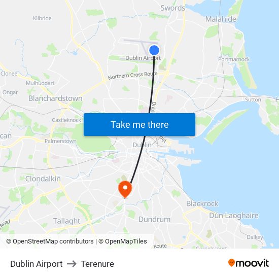 Dublin Airport to Terenure map