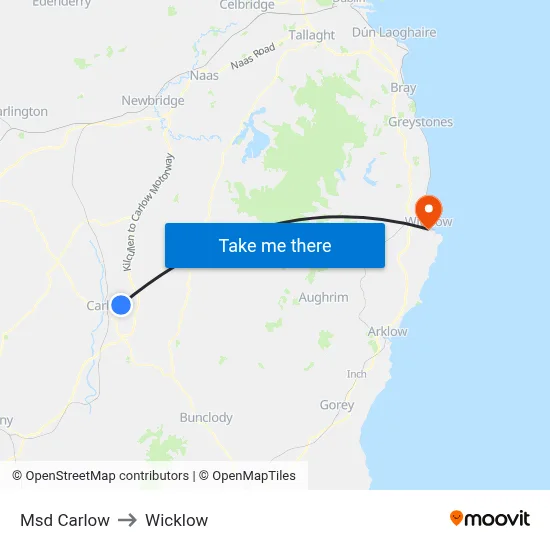 Msd Carlow to Wicklow map