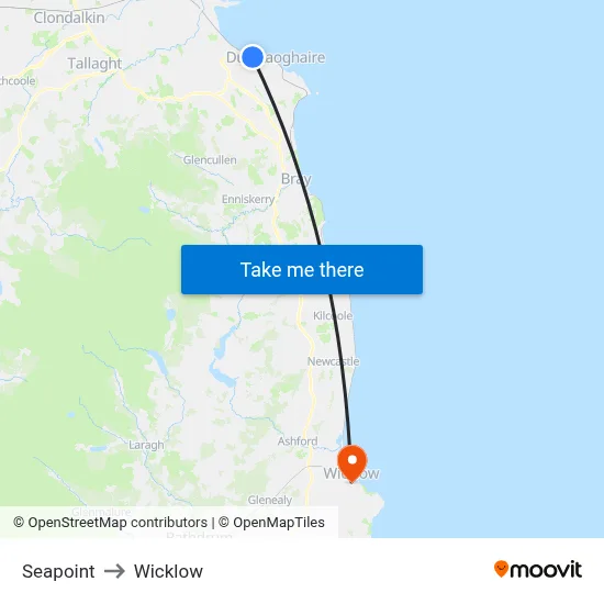 Seapoint to Wicklow map