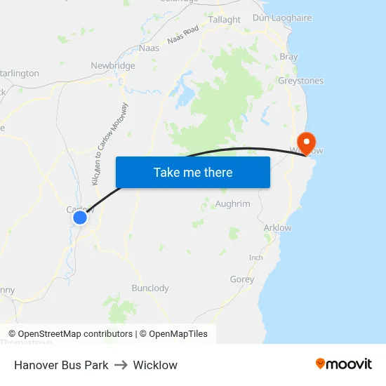 Hanover Bus Park to Wicklow map
