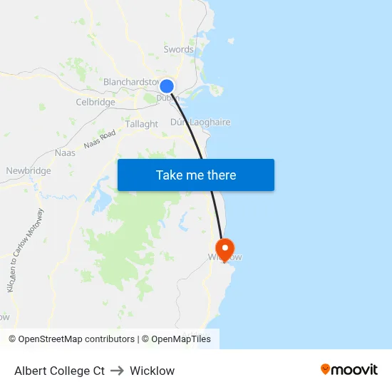 Albert College Ct to Wicklow map