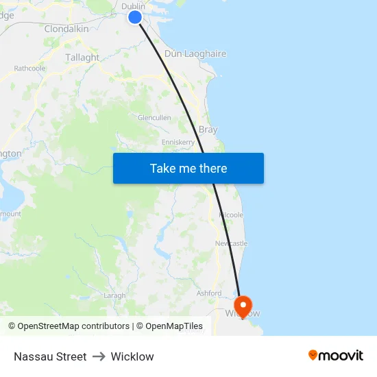 Nassau Street to Wicklow map
