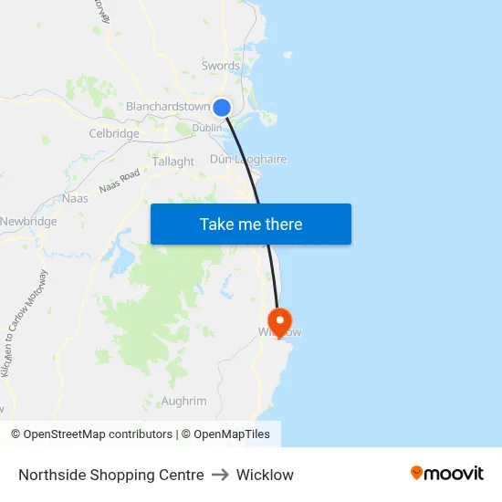 Northside Shopping Centre to Wicklow map