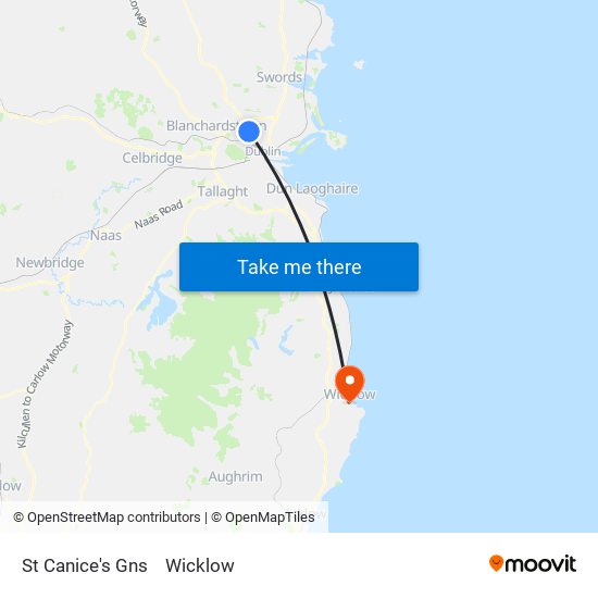 St Canice's Gns to Wicklow map