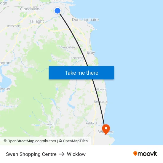 Swan Shopping Centre to Wicklow map
