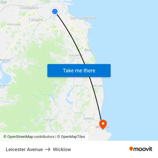 Leicester Avenue to Wicklow map