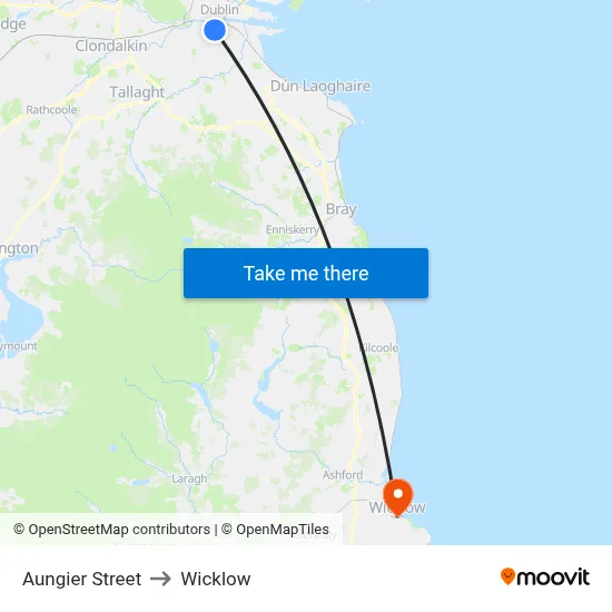 Aungier Street to Wicklow map