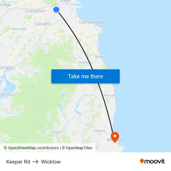 Keeper Rd to Wicklow map