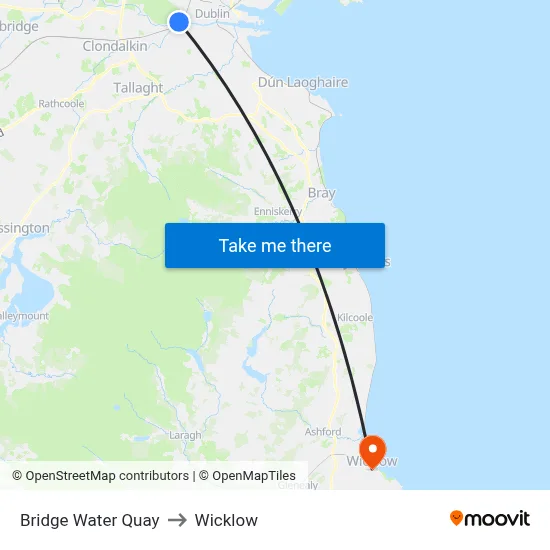 Bridge Water Quay to Wicklow map