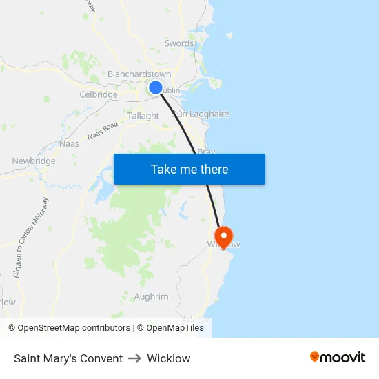 Saint Mary's Convent to Wicklow map