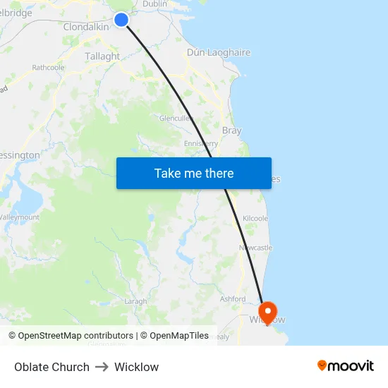 Oblate Church to Wicklow map