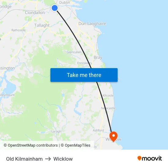 Old Kilmainham to Wicklow map