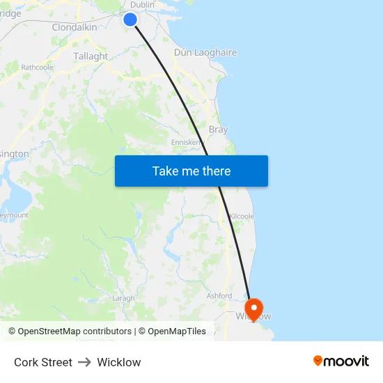 Cork Street to Wicklow map