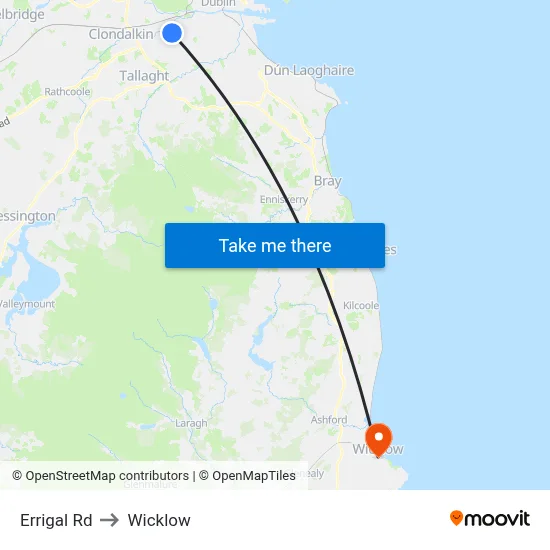 Errigal Rd to Wicklow map