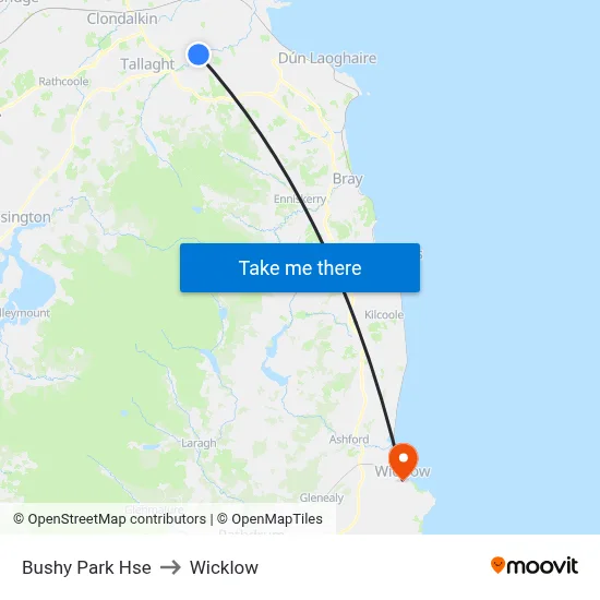 Bushy Park Hse to Wicklow map
