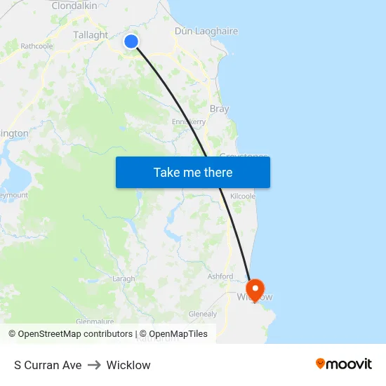 S Curran Ave to Wicklow map