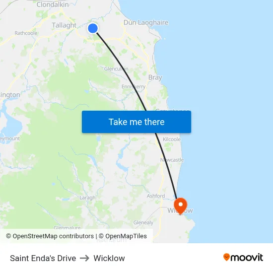 Saint Enda's Drive to Wicklow map