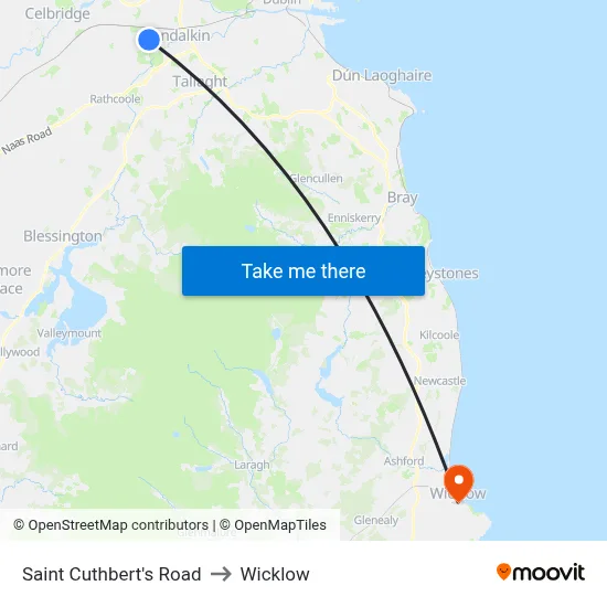 Saint Cuthbert's Road to Wicklow map