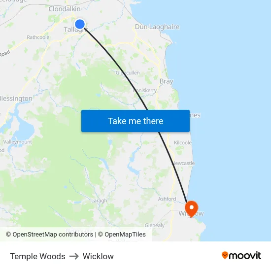 Temple Woods to Wicklow map