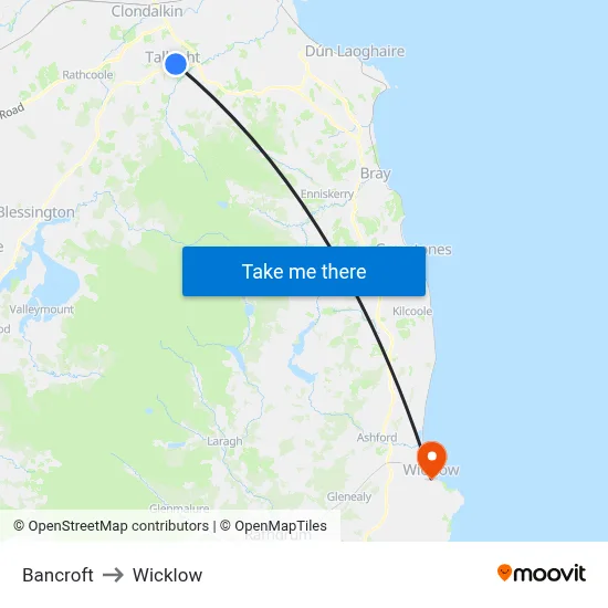 Bancroft to Wicklow map