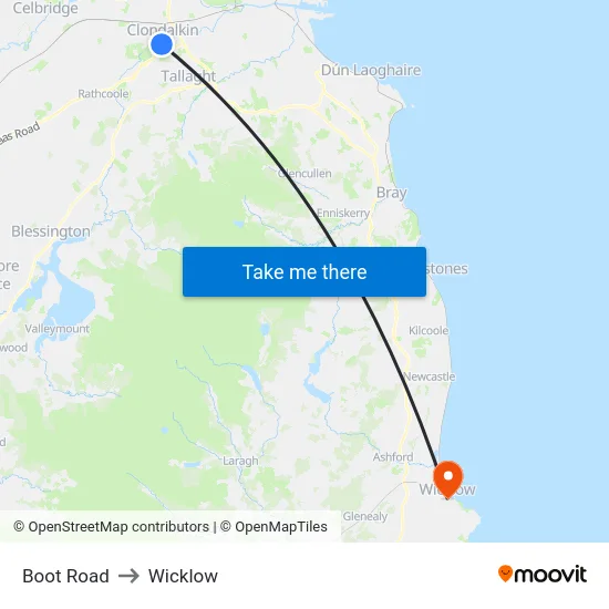 Boot Road to Wicklow map