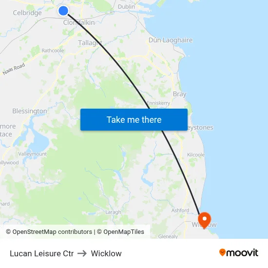 Lucan Leisure Ctr to Wicklow map