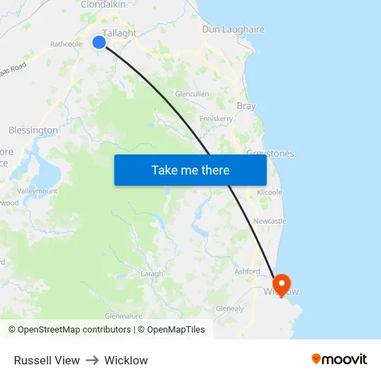 Russell View to Wicklow map