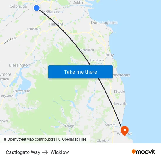 Castlegate Way to Wicklow map