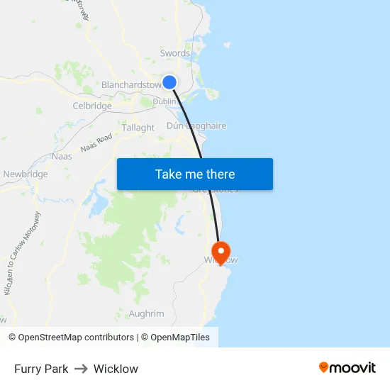 Furry Park to Wicklow map