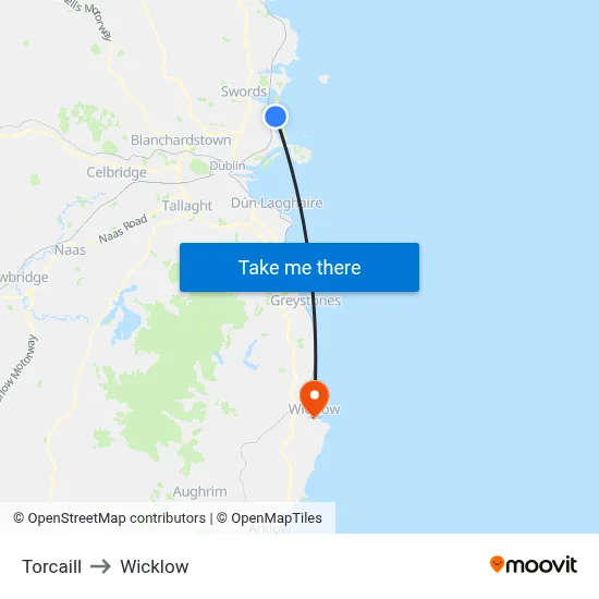 Torcaill to Wicklow map