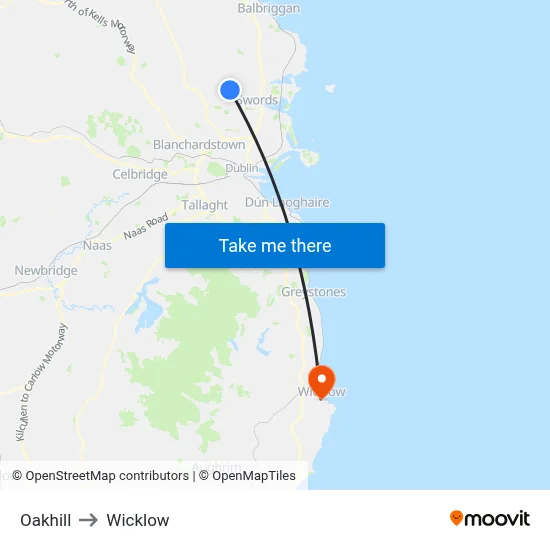 Oakhill to Wicklow map