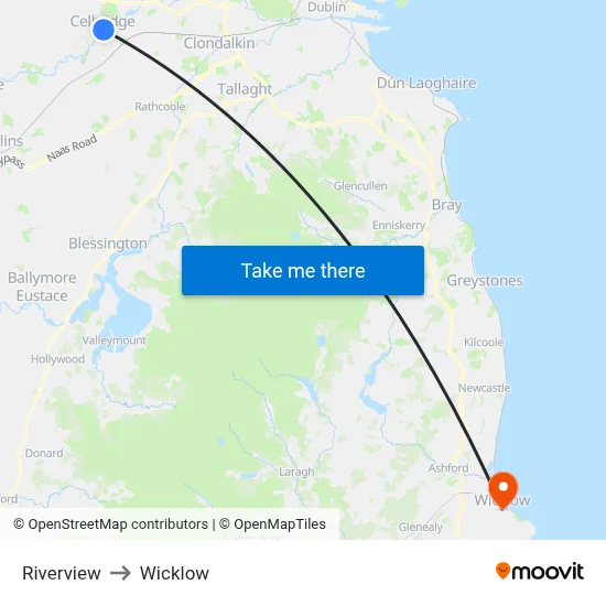 Riverview to Wicklow map