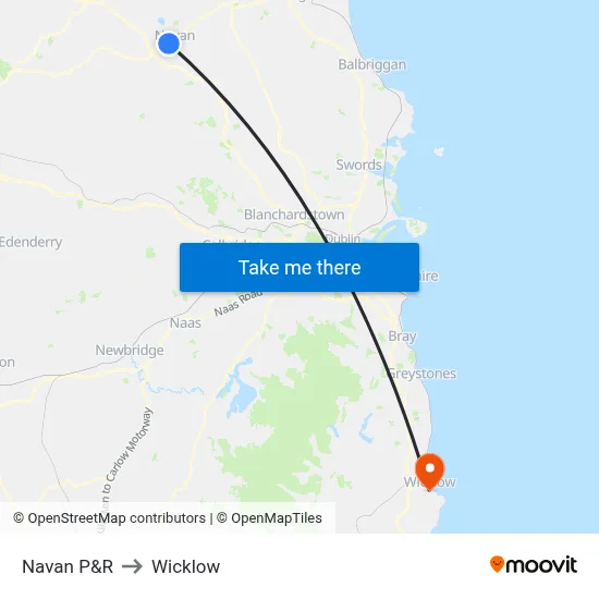 Navan P&R to Wicklow map