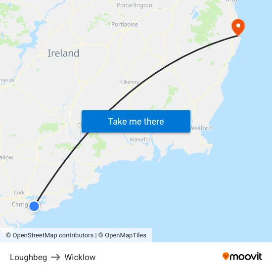 Loughbeg to Wicklow map