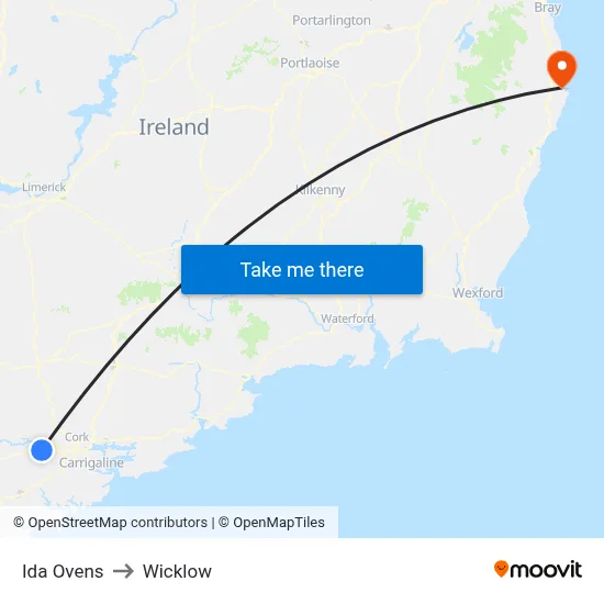 Ida Ovens to Wicklow map