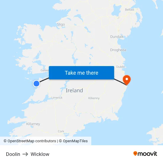 Doolin to Wicklow map