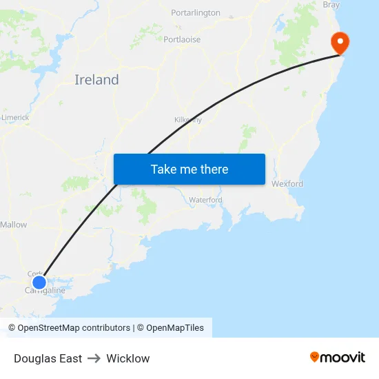 Douglas East to Wicklow map