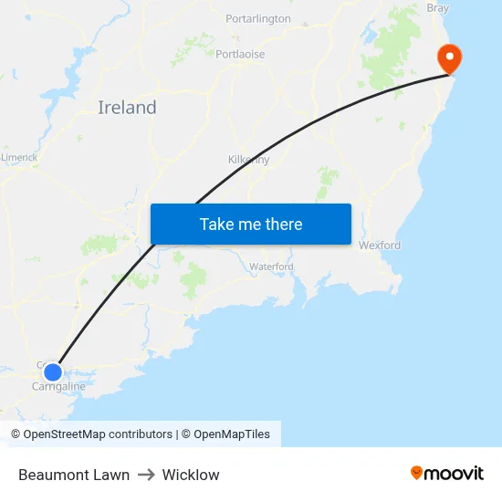 Beaumont Lawn to Wicklow map