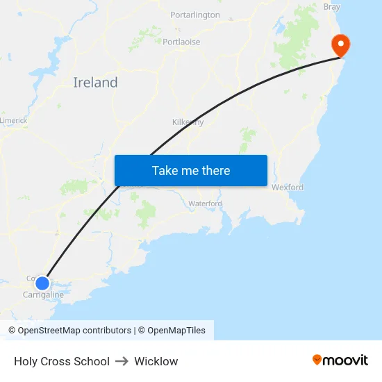 Holy Cross School to Wicklow map